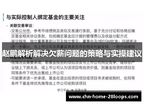 赵鹏解析解决欠薪问题的策略与实操建议